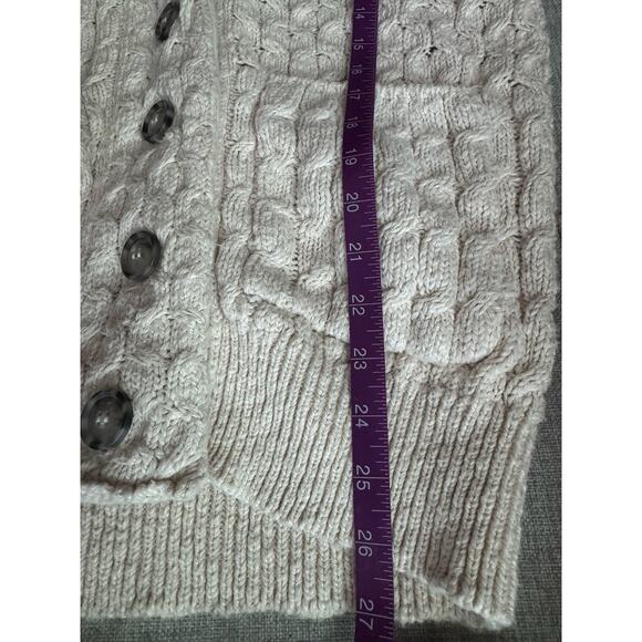 Anthropologie Pilcro Cable-Knit Oversized Slouchy Cardigan in Cream XXS - Picture 9 of 10